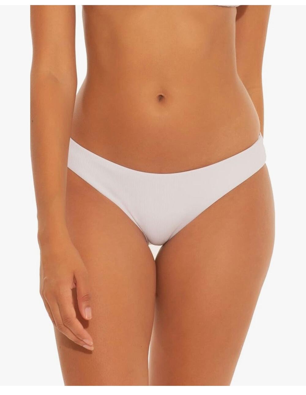 Becca Rebecca Virtue White Moon Ridge Hipster Adela Ribbed Bikini Bottoms Large
